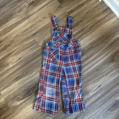 Mono a cuadros multicolor vintage años 70 Healthtex Stantogs niños 3T Foto 1 de 4