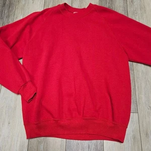 Jerzees Vintage Cotton Single Stitch USA Sweat Shirt Plain Red Unisex Women’s XL - Picture 1 of 5