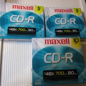 Maxell CD-R Discs, 700MB/80min, 48x, w/ Slim Jewel Cases, Silver, 20 X - Picture 1 of 2