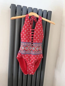 Ladies F & F Red Pattern Swimsuit With Tummy Control. - Picture 1 of 6