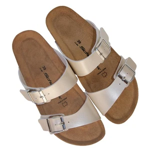 Bequeme günstige Damen-Sandalen Farbe Champagner Hauschuhe Freizeitsandale Kork - Bild 1 von 40