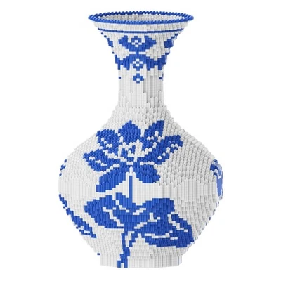 Bloques de construcción de jarrón, patrones de flores a juego de color azul y blanco, alta diferencia... Foto 1 de 3
