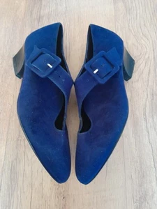 Zapatos Canda Imitación Gamuza Azul Francés Años 90 Vintage Talla 5.5 GC - Imagen 1 de 16