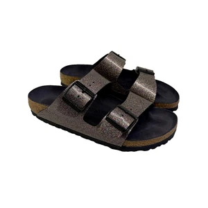 Birkenstock Sandals 2 Buckle Silver Sparkle Glitter Women's Size 6 / 37 - Picture 1 of 12
