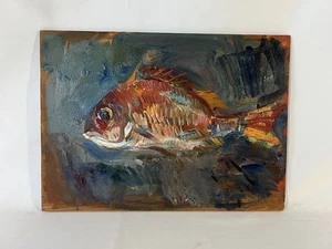 1931 Japanese Antique Fish Still Life Oil Painting By Kiyotsugu Uenoyama - Picture 1 of 10
