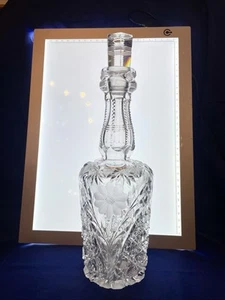 American Brilliant ABP Cut Glass Floral Harvard Whiskey Wide Neck Fancy - Picture 1 of 19
