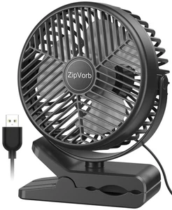 Clip-on Desk Fan, 3-Speed USB-Powered, Ultra Quiet Small Fan with Clamp for G... - Picture 1 of 7
