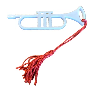 Vintage Lenox Porcelain Trumpet Christmas Ornament White with Red Tassel - Picture 1 of 4