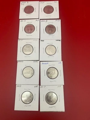 Unc 2000 P&D So Carolina, Maryland, Mass, Virgina & New Hampshire State Quarters - Image 1 of 4