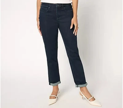 NYDJ Margot Girlfriend Cuffed Jeans - Women's 10 - Midnight Falls - Image 1 of 4