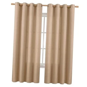 Faux Linen Curtains 90 Inches Long Set of 2 52"W x 90"L (Pack of 2) Tan - Picture 1 of 8