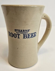 5.5" Tall Vintage Antique Stearns Root Beer Stoneware Old Fashioned Ceramic Mug - Picture 1 of 7