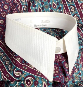 Radiac evening collar size 16.5 ridge stripe texture starched vintage 1940s - Picture 1 of 4