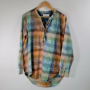 Túnica a Cuadros ANTHROPOLOGIE ISABELLA SINCLAIR Talla S Popover Volantes Algodón Suave - Imagen 1 de 9