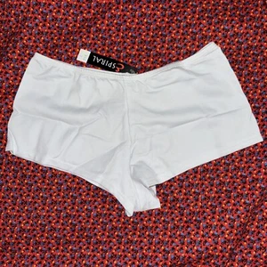 New Espiral White Hipster Boy shorts Panties Sz Small Exotic Dance Wear Go go - Picture 1 of 8