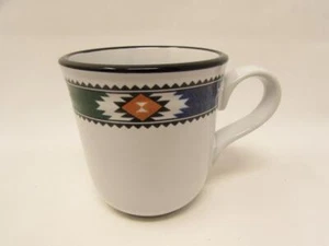 Kachina by Noritake Mug Santa Fe, Black/Red/Blue Aztec Design  b347 - Picture 1 of 2