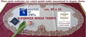 Mitte oval Handstickerei Leinen Spitze Kantu Tombola cm. 90 x 45 beige - Bild 1 von 12