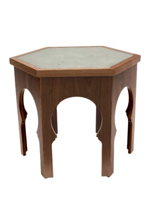 GUELIZ FLORA Wooden Coffee/Side Table with Glass - by Moroccan Bazaar - Image 1 of 2