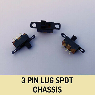 3 PIN CHASSIS LUG SPDT Mini Slide Switch - X3 X5 • 2.69£