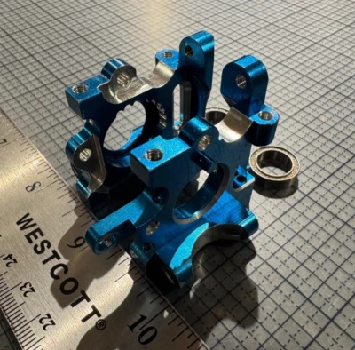 HPI RS4 Nitro Rear Bulkhead Blue Alloy Super RS4 2 Mini Racer PTFE Bearings - Image 1 of 4