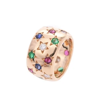Rare Cartier Diamond, Ruby, Emerald, Sapphire 18K YG Starburst Ring - Picture 1 of 9