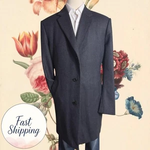 $445 INDOCHINO Mens Quilted Overcoat 54R CASHMERE/WOOL Padded Coat Gray - Picture 1 of 17