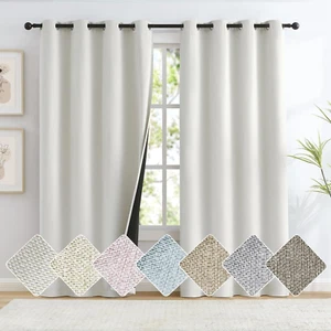 White Full Blackout Curtains for Bedroom Living Room, Thermal Insulated Thick... - Picture 1 of 9