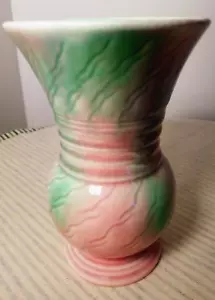 Vintage- SYLVAC- small trumpet vase- Pink green- Marbled Beautiful-676-GC - Picture 1 of 4