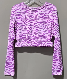 Art Class Girls' Small 6/7 Purple Zebra Print Midkini Rash Guard Swim Shirt NWOT - Picture 1 of 7