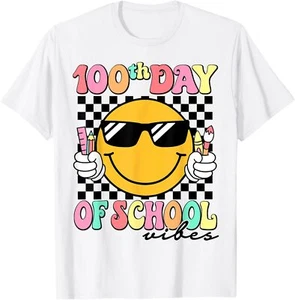 100th Day Of School Vibes Teacher Kids 100 Days Of School T-Shirt Hoodie - Picture 1 of 10