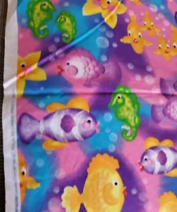 Sewing Fabric Springs Dewberry Childs Sea Horse Fish Stars 3/4yx45" Pink Cotton - Picture 1 of 6