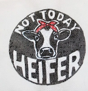 Nadelspitze Leinwand 18 Mesh signiert Färse Holstein Kuh rot Bandana handbemalt - Bild 1 von 2