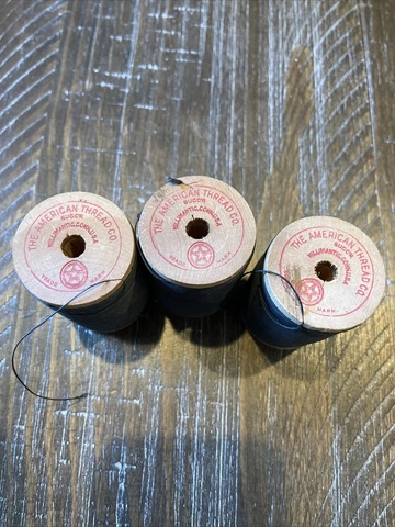 3 Vintage The American Thread Co. #12 INTRINSIC Willimantic CT Wooden Spool Cover