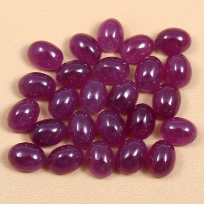 100.00% Natural Red Burma Ruby Cabochon Loose 6x4MM Unheated Gemstone 10 Pcs Lot - Image 1 of 3