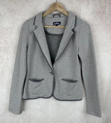 Chaqueta Blazer Freshman 1996 Gris Blanco Tejido a Rayas Para Mujer’s M Ropa de Trabajo Informal Foto 1 de 4