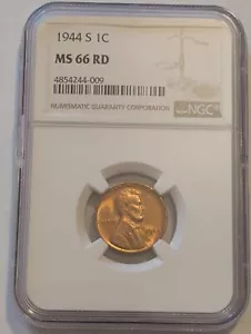 1944-S LINCOLN WHEAT CENT NGC MS 66 RD - Bild 1 von 2