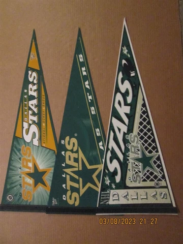 NHL Dallas Stars Vintage 1990's Lot of 3 Different Team Logo Hockey Pennants Cover
