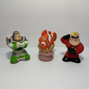 Disney Parks Pixar Bath Soft Toys Set Lot of 3 Buzz Lightyear Nemo Mr Incredible - Picture 1 of 6