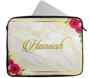Personalised Any Name Floral Design Laptop Case Sleeve Tablet Bag 544 - Picture 1 of 5