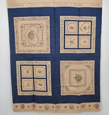 Faye Liverman Burgos for Marcus Brothers Cross Stitch Fabric 1 Yard 46 x 36 Blue - Image 1 of 4