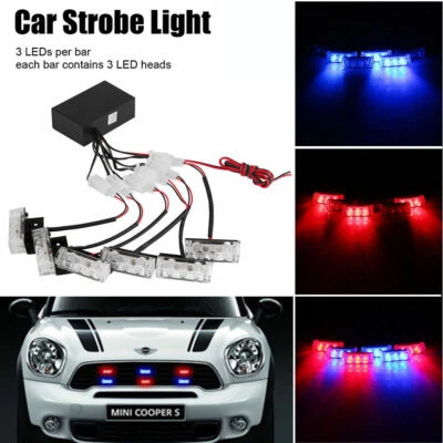 18 LED Blau/Rot Auto Polizei Notfall Strobe Warnleuchte blinkt Dash Lampe 12V DE - Bild 1 von 4
