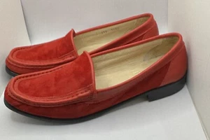 Amalfi Italian Women's Red Suede Leather Loafers Stunning! - Picture 1 of 5