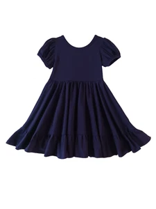 Girls Blue Cotton Twirl Dress - NWT Hannah Rose Vintage - More Colors Available - Picture 1 of 8