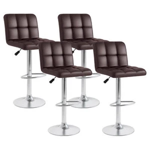 Modern Swivel Bar Stools Set of 4 with Heavy-duty Metal Base & Footrest Back - Picture 1 of 8