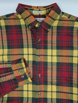 Camisa De Colección Sears Roebucks Para Hombres XXL Roja Amarilla A Cuadros Abotonada Aguja Única Foto 1 de 4