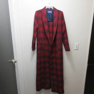Vintage Pendleton Robe Mens Large Red Plaid Wool Tartan Belted Bath/Lounge 70s - Image 1 of 4