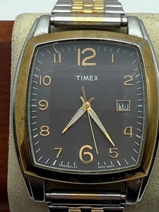 Timex Retro-Style Tank Two-Tone 37 mm Chocolate Dial • New Battery • Very Good - Picture 1 of 9