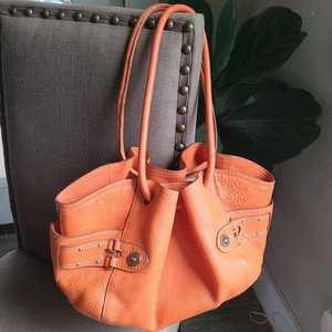 Cole Haan authentische orangefarbene Damenhandtasche Dorf Leder Schulter Handtasche Beuteltasche - Bild 1 von 15