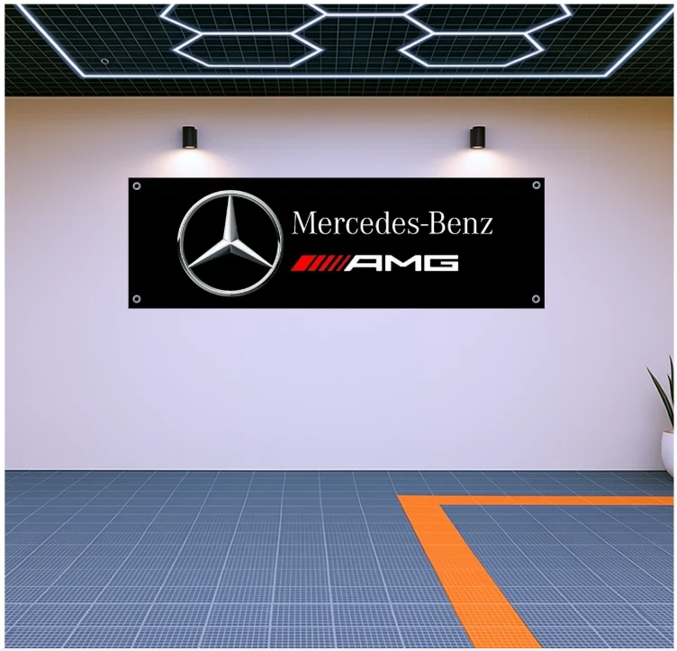 Mercedes Benz AMG Flag Banner 71x24 – Garage Wall Decors for Car Enthusiasts - Image 1 of 1