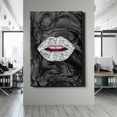 ✅WANDBILD LEINWAND,  ACRYLGLAS LIPPEN LUXUS DIAMOND MODERN STREETART PREMIUM - Bild 1 von 4